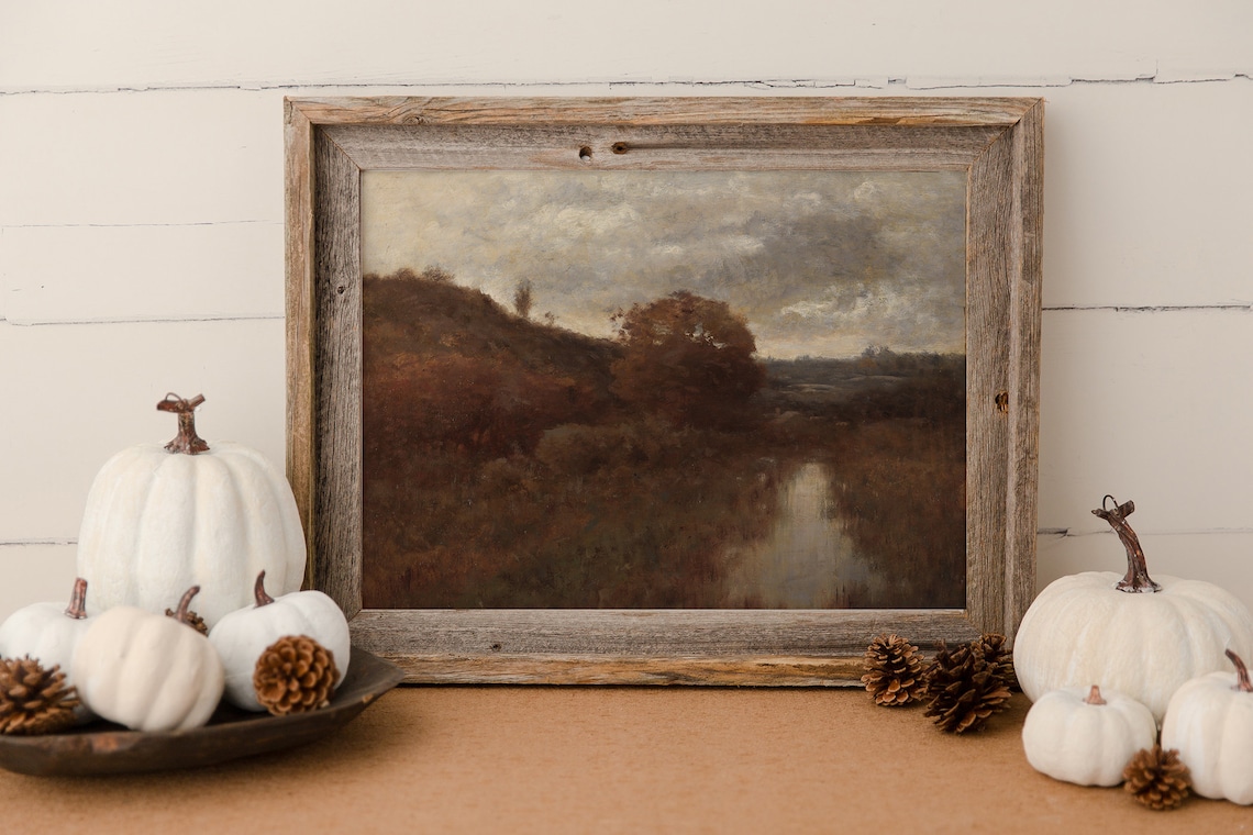 Moody Autumn Vintage Fall Painting, Wall Art Print - Image 4