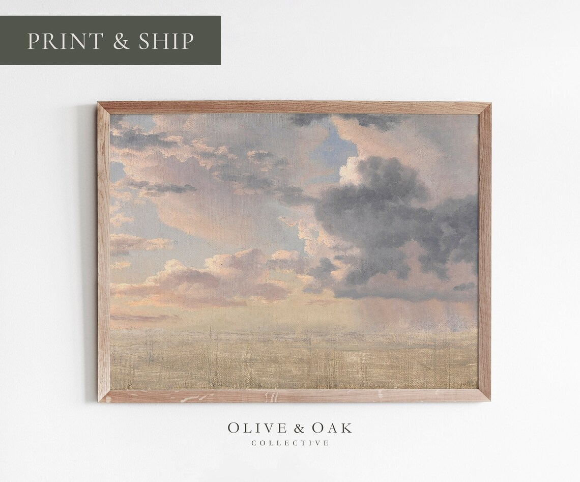 Neutral Cloud Study, Minimalist Nursery Sky Painting