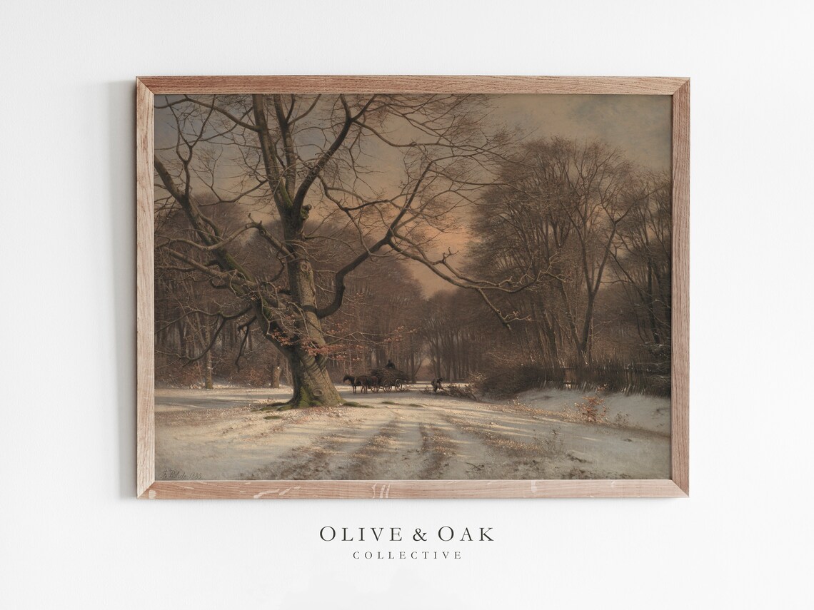 Winter Country Landscape, Vintage Farmhouse Art Print