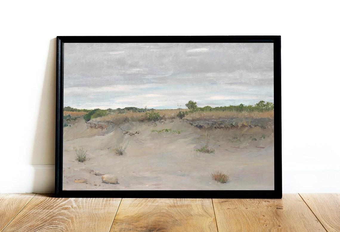 Muted Beach Painting, Neutral Seascape Art Print - Image 2