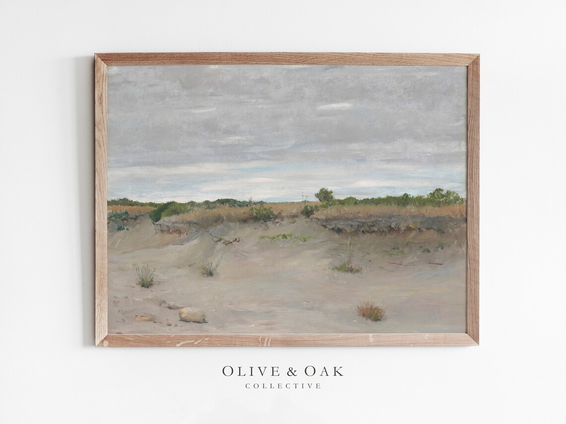 Muted Beach Painting, Neutral Seascape Art Print
