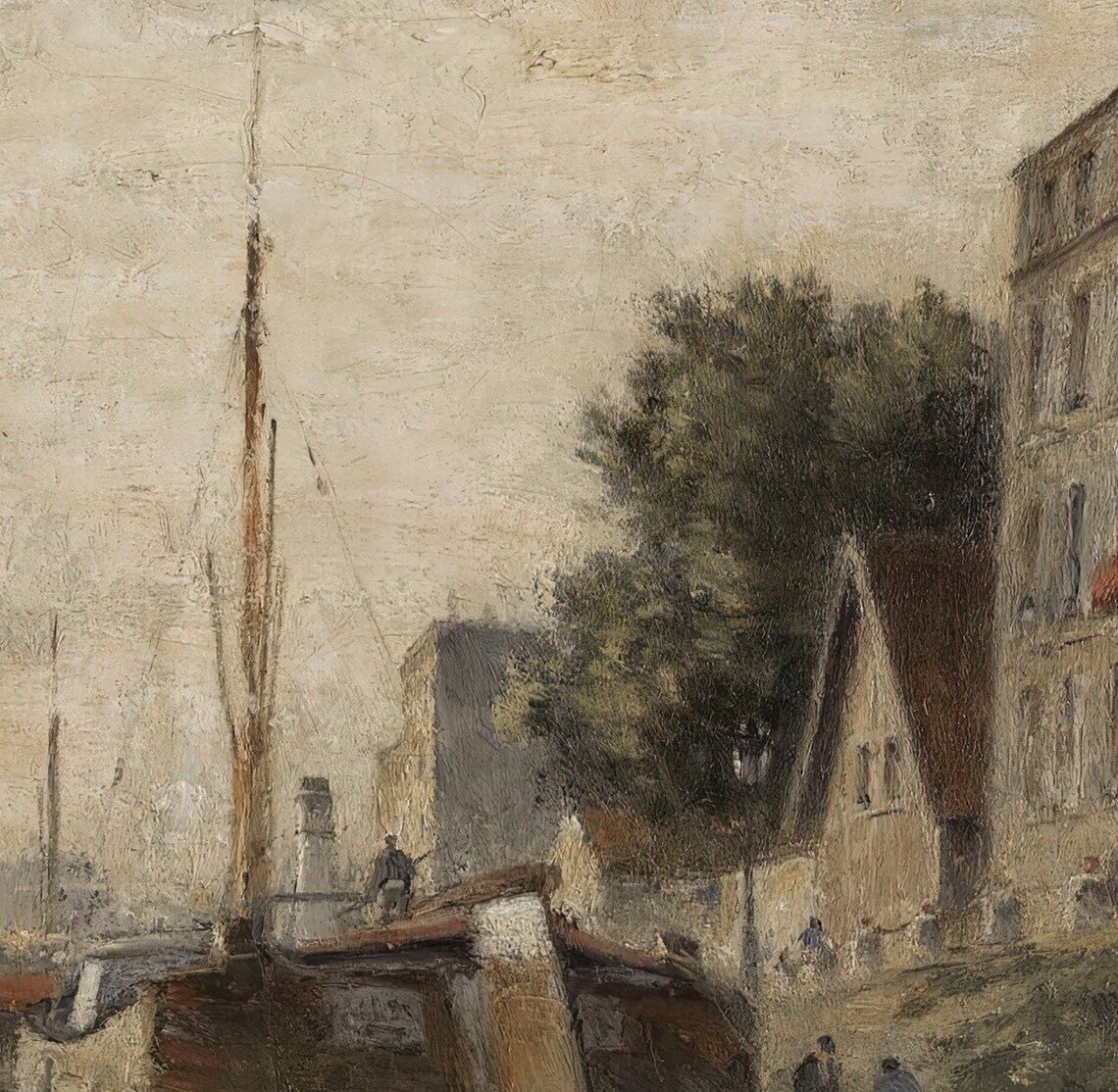 Paris Canal Vintage Cityscape Art Print - Image 3