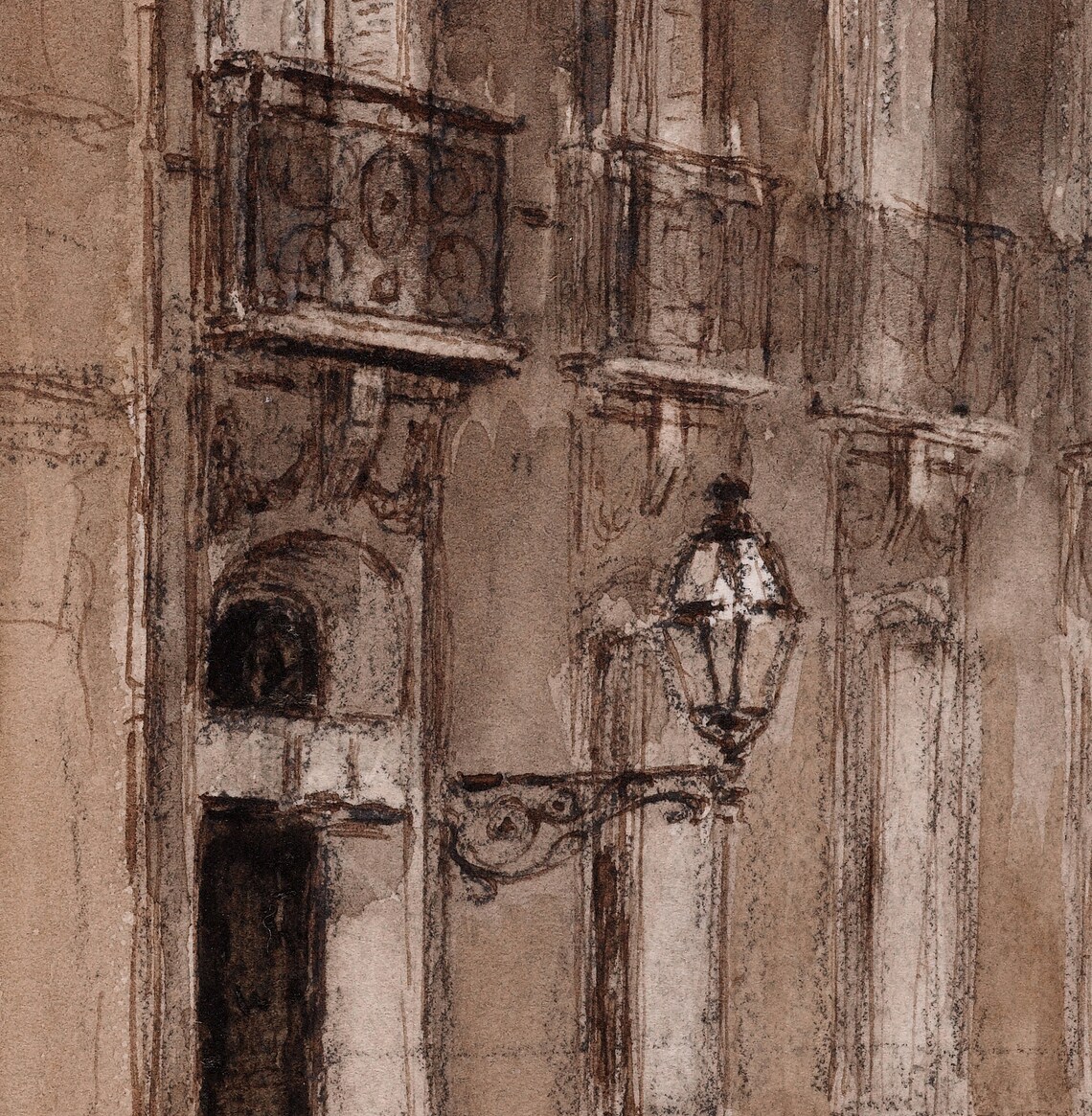 Paris Architecture Drawing, Neutral Cityscape Art Print - Image 3