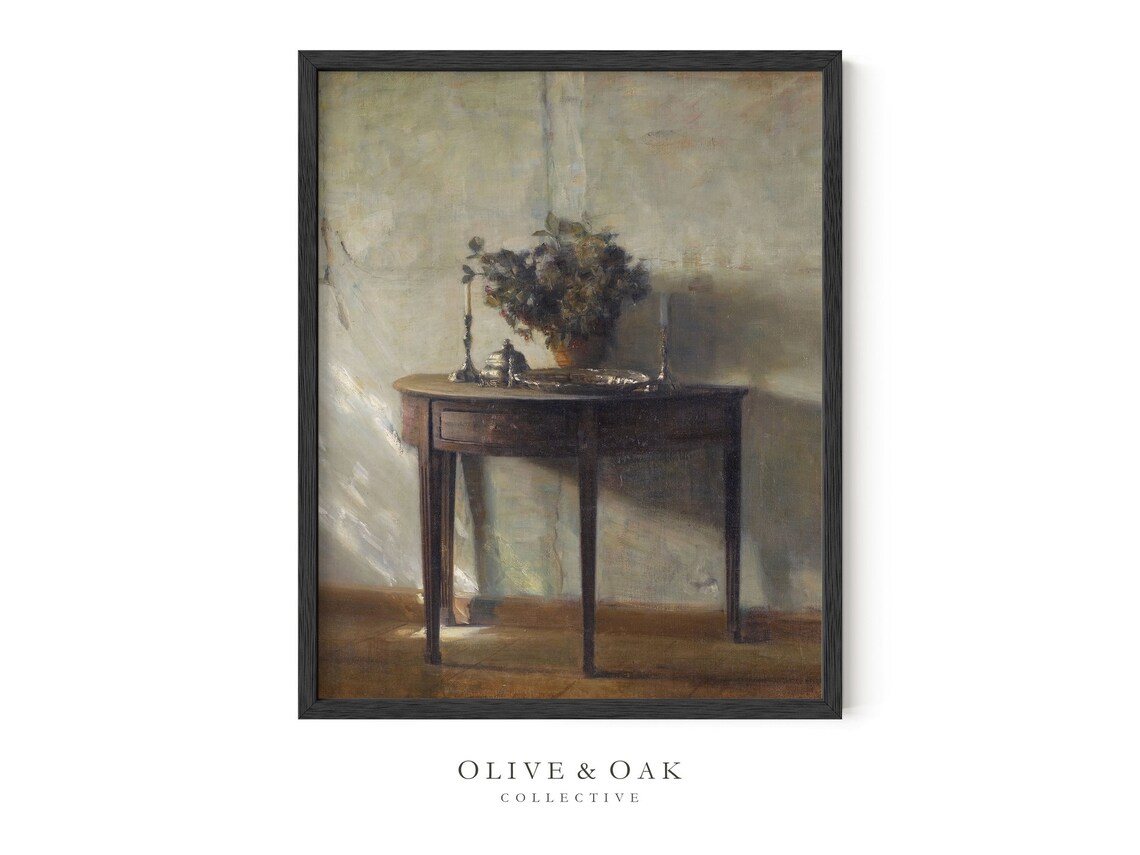 Moody Interior Still Life Painting, Neutral Decor - Image 3