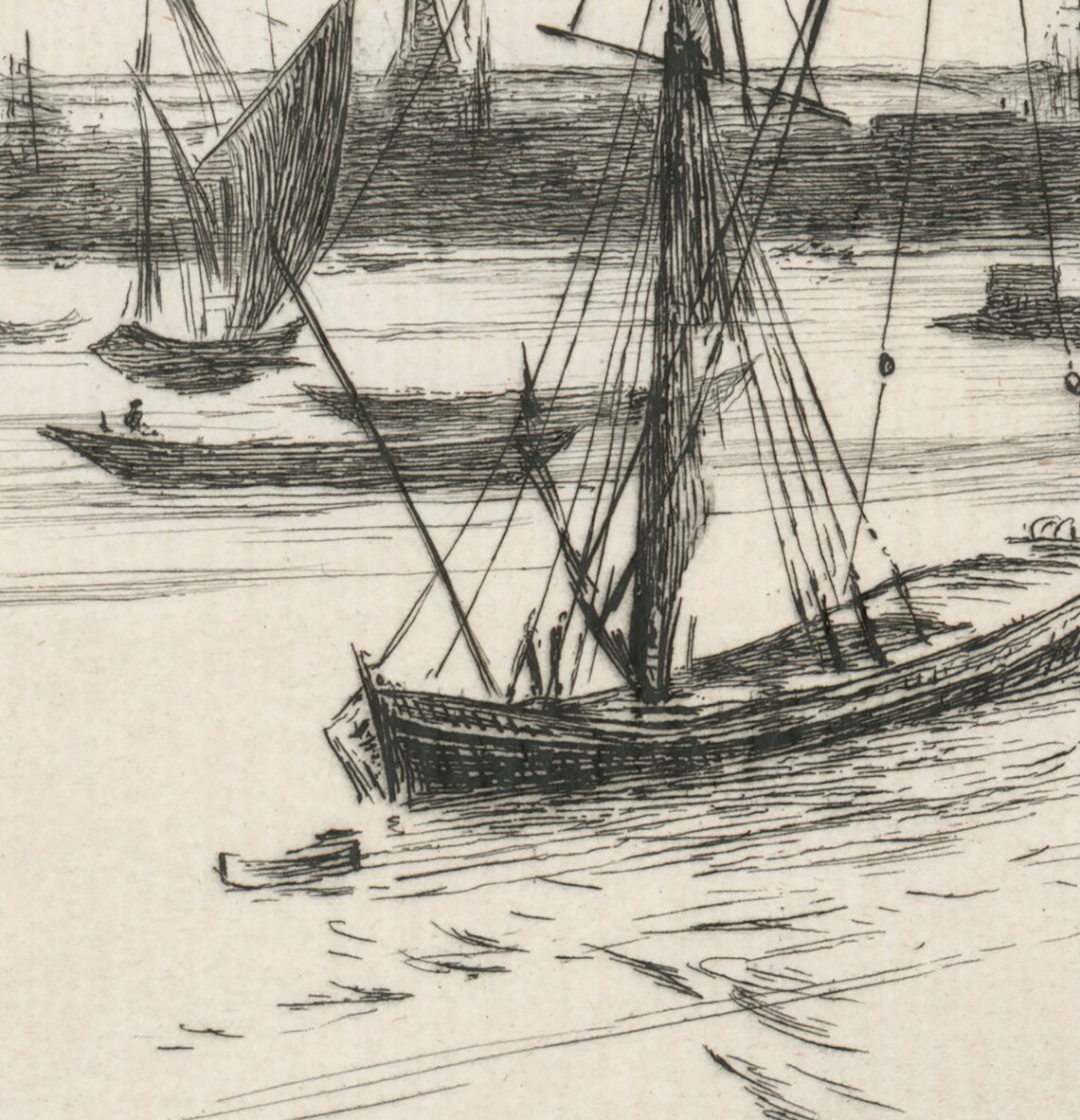 Vintage Sailboat Print, Nautical Harbor Sketch - Image 4