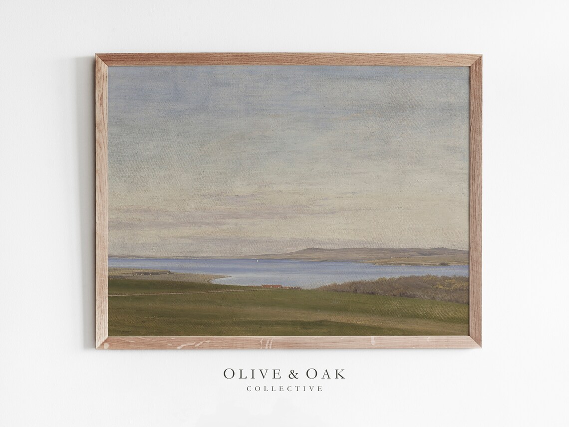 Coastal Farmhouse Vintage Seaside Painting, Art Print