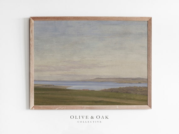 Coastal Farmhouse Vintage Seaside Painting, Art Print