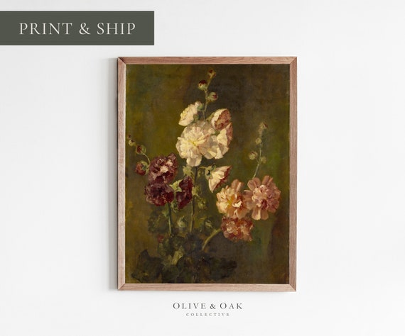 Moody Floral Painting Vintage Flower Print French Decor Printed Or Framed 55