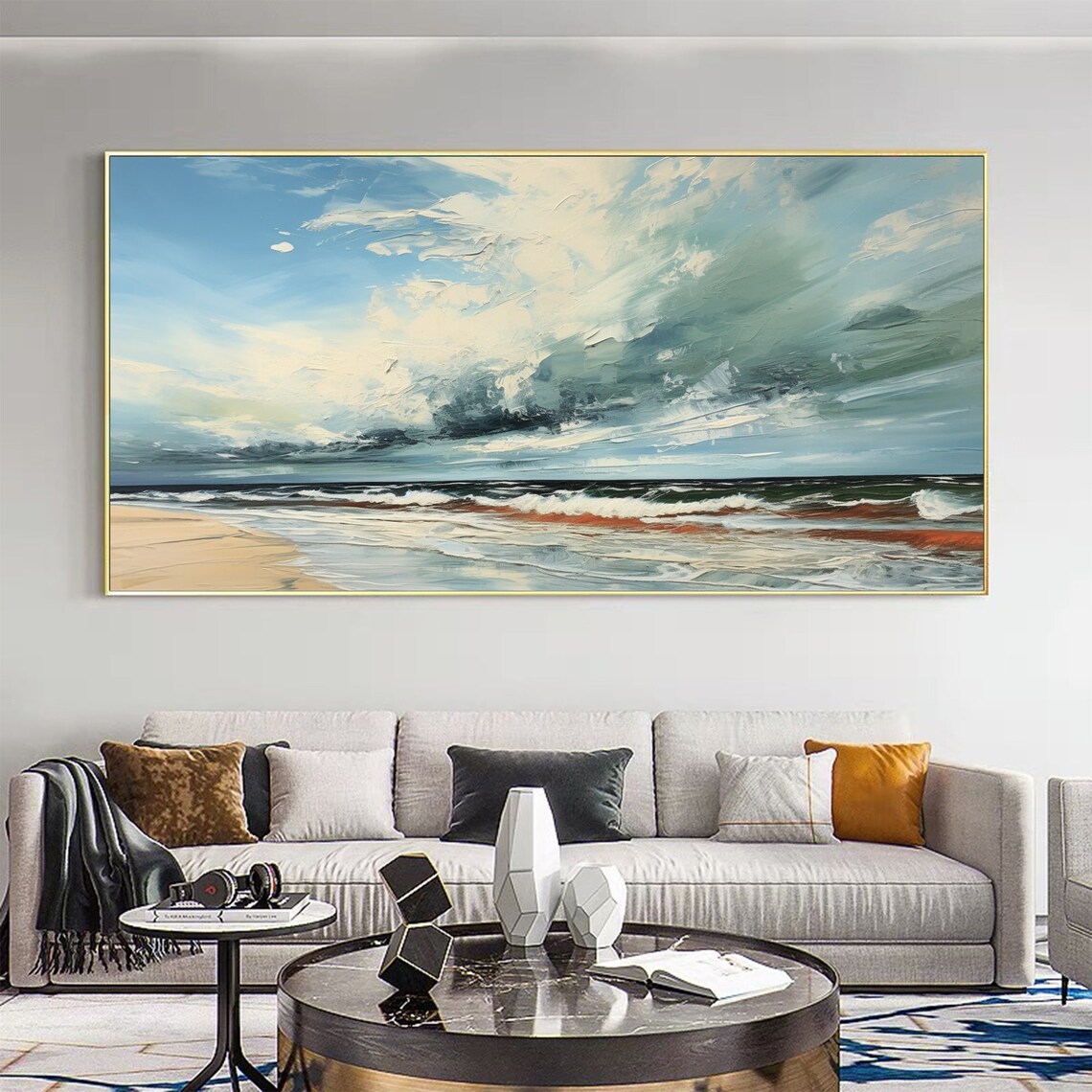 Abstract Blue Ocean Seascape Oil Painting Wall Art Print - Image 8