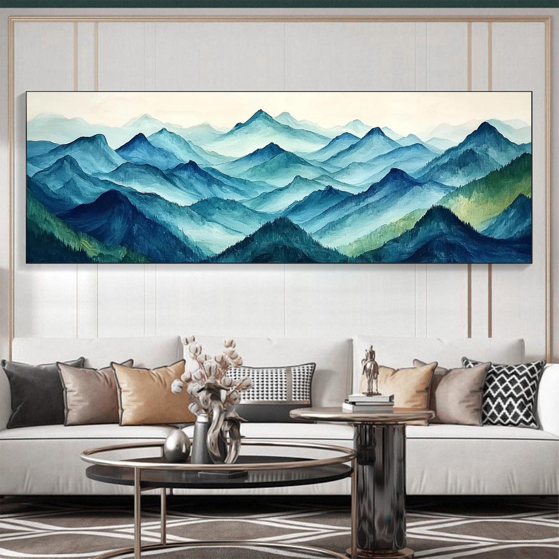 Abstract Landscape Oil Painting On Large Wall Art Original Blue Mountain Natural Scenery Painting Summer Decor Modern Home Decor - Image 4