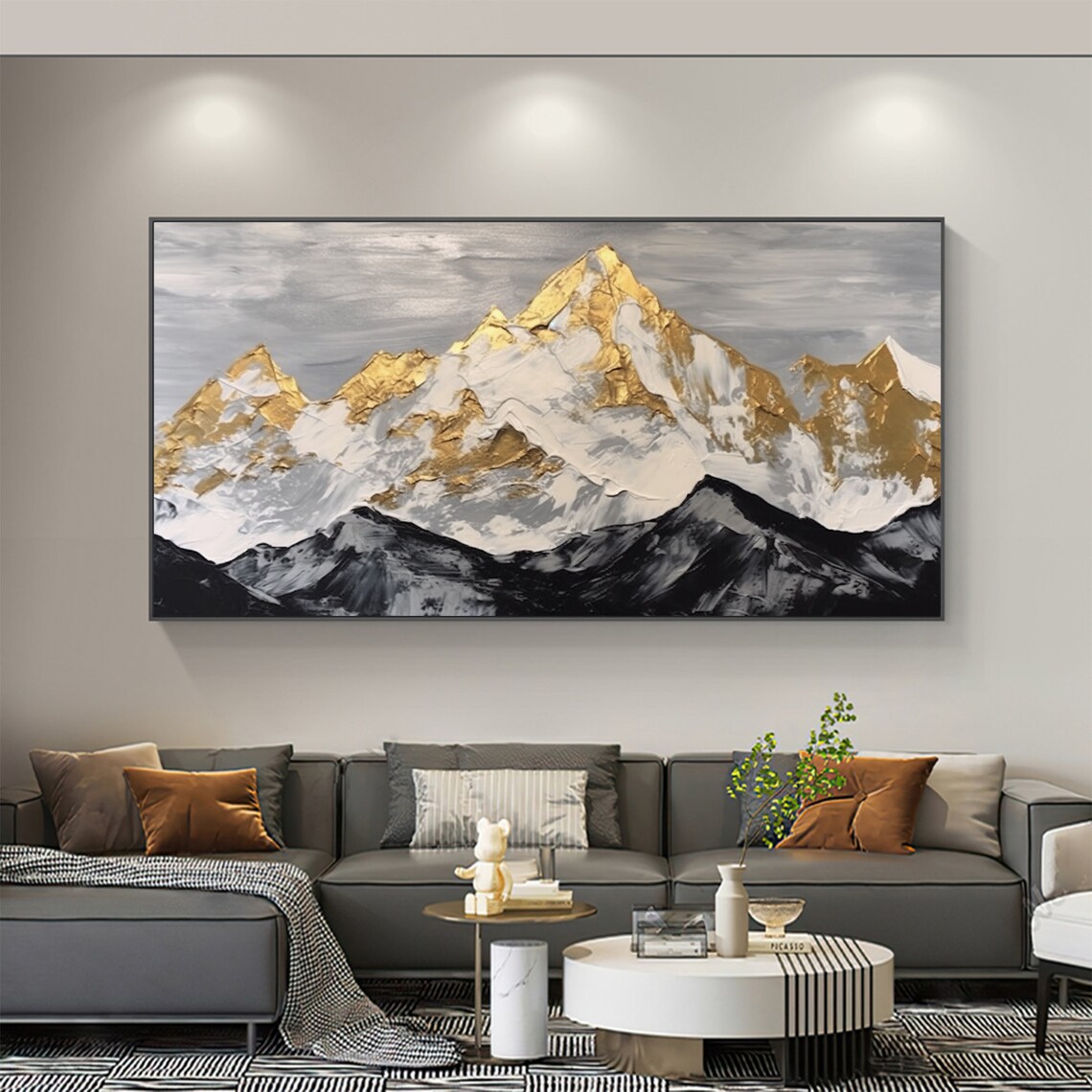 Golden Mountain Oil Painting Landscape Art Print - Image 7
