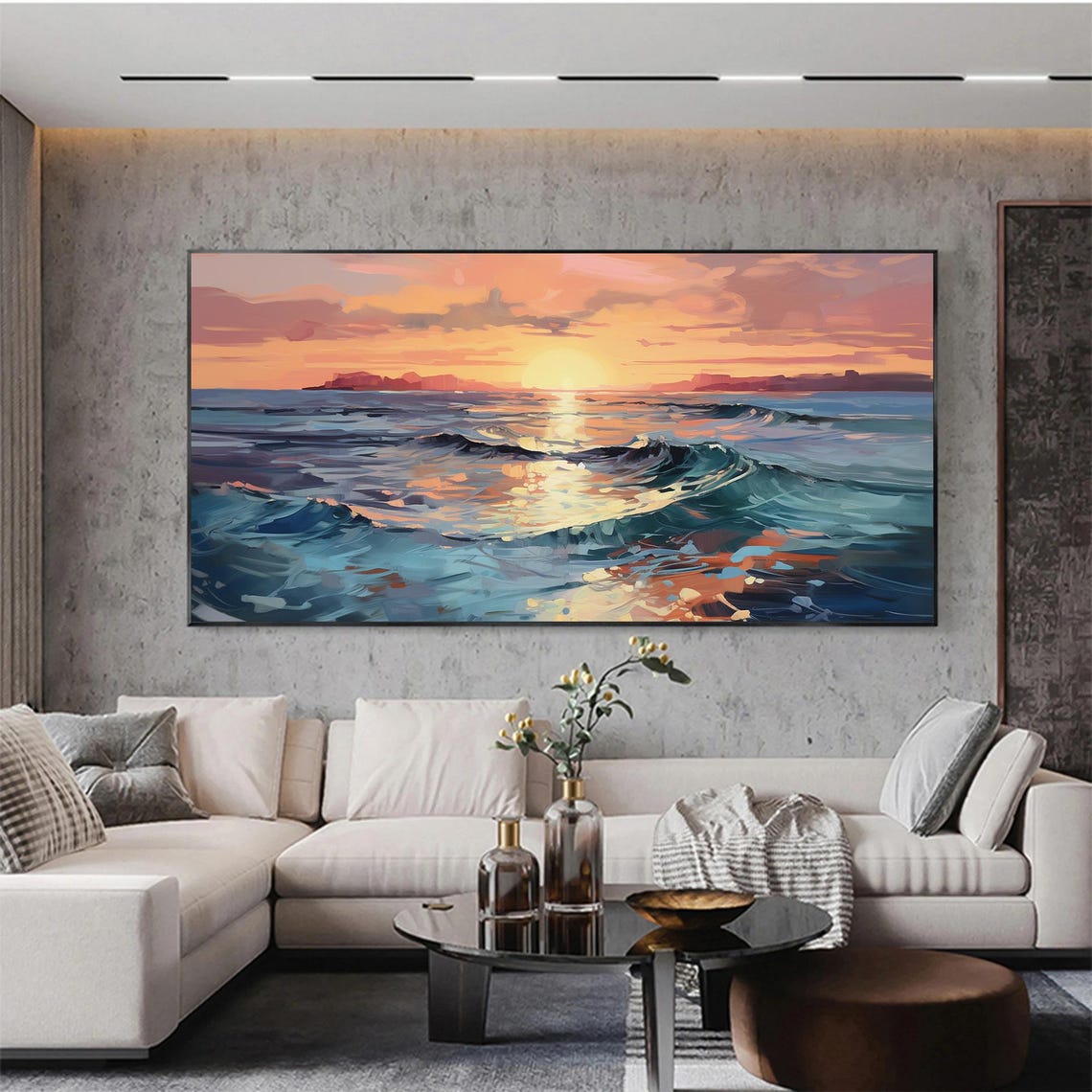 Golden Sunset Ocean Waves Reflecting Sunlight Seascape Poster - Image 5