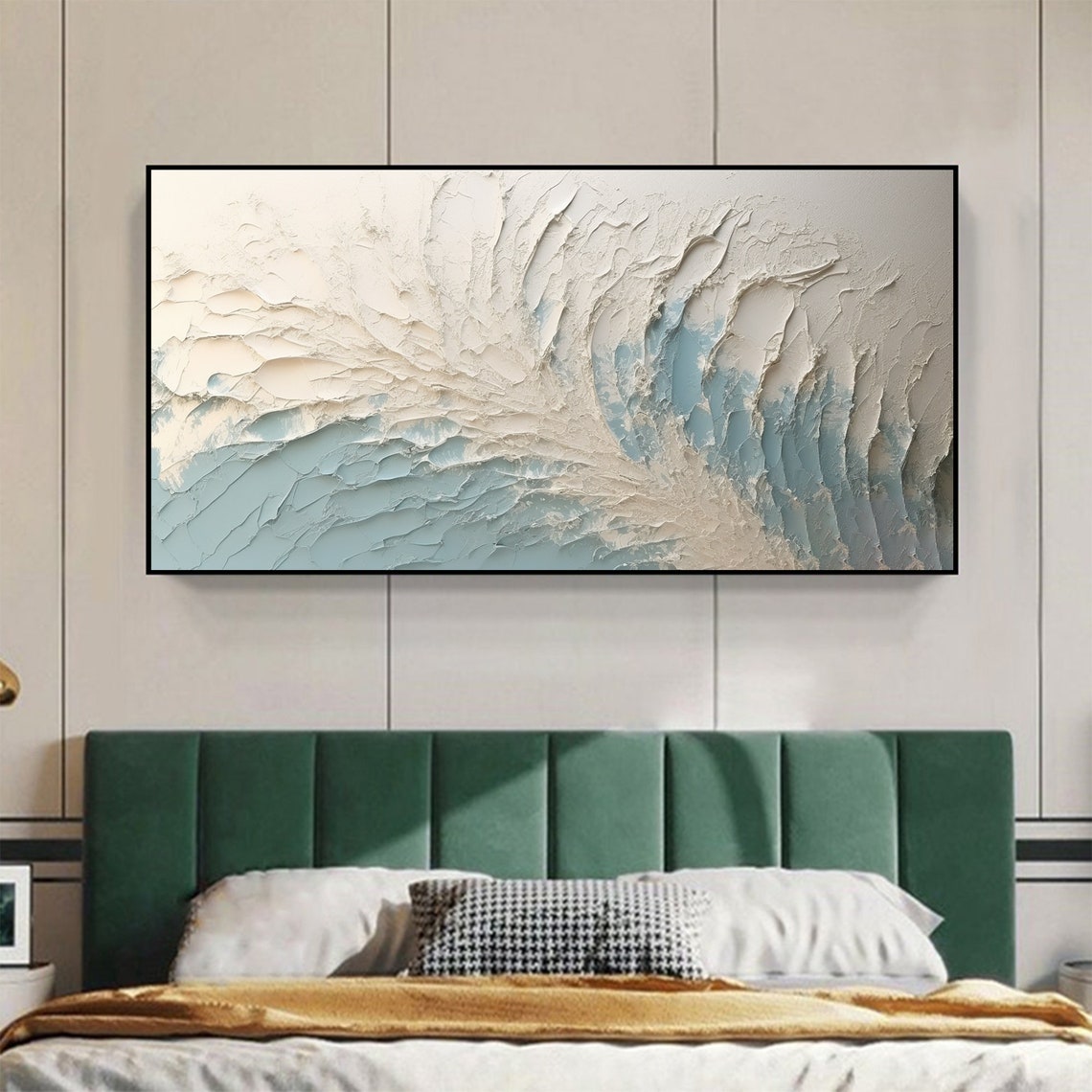 Swirling White Wave Foam Pale Blue Minimalist Texture Poster - Image 5