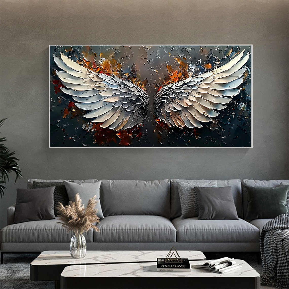 Abstract Angel Wing Oil Painting, Boho Art Print - Image 3