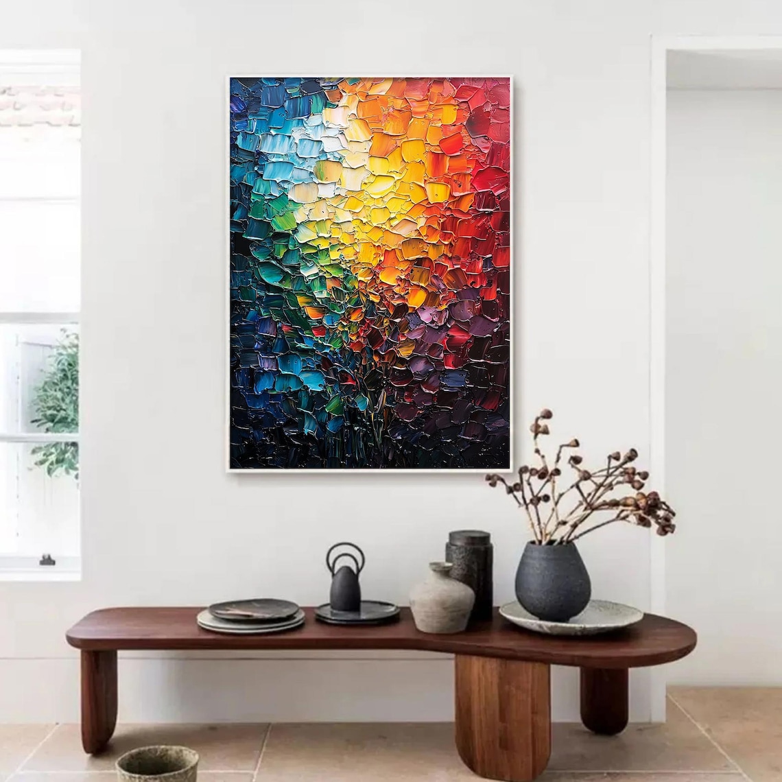 Abstract Impasto Painting, Boho Living Room Art Print - Image 2