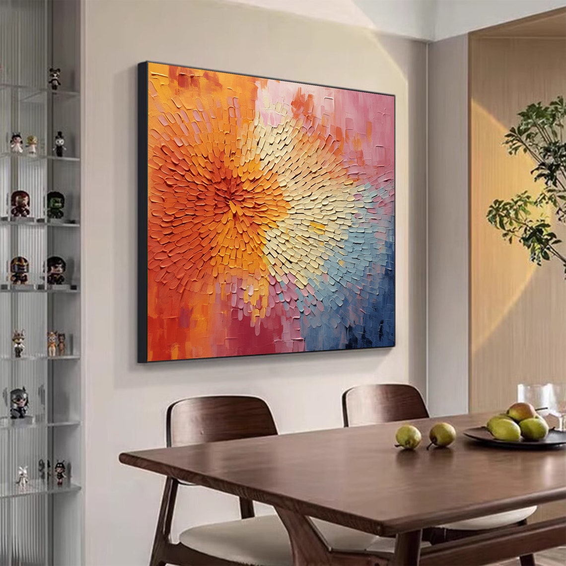 Spiral Petal Mosaic Sunset Orange Blue Abstract Texture Poster - Image 6