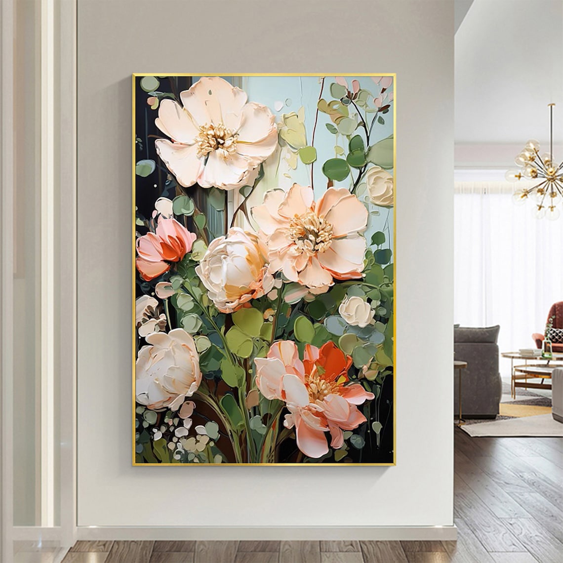 Abstract Flower Oil Painting, Minimalist Floral Print - Image 4