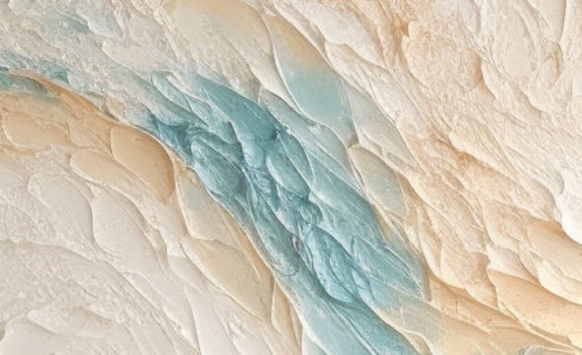Cream And Teal Textured Wave Minimalist Modern Beach Art Poster - Image 5