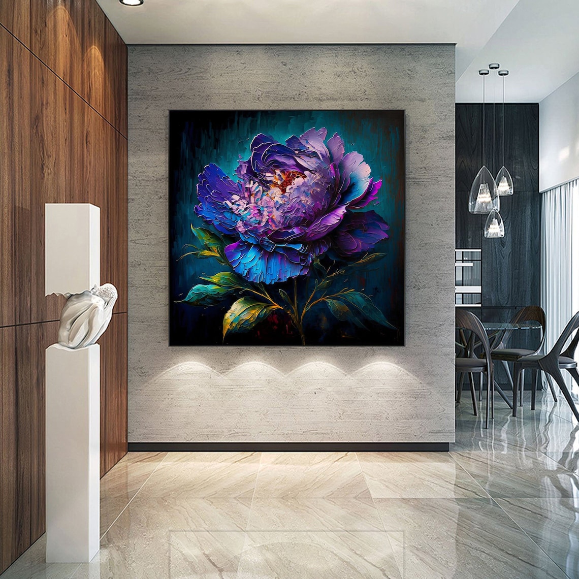 Abstract Purple Flower Oil Painting Art Print - Image 5