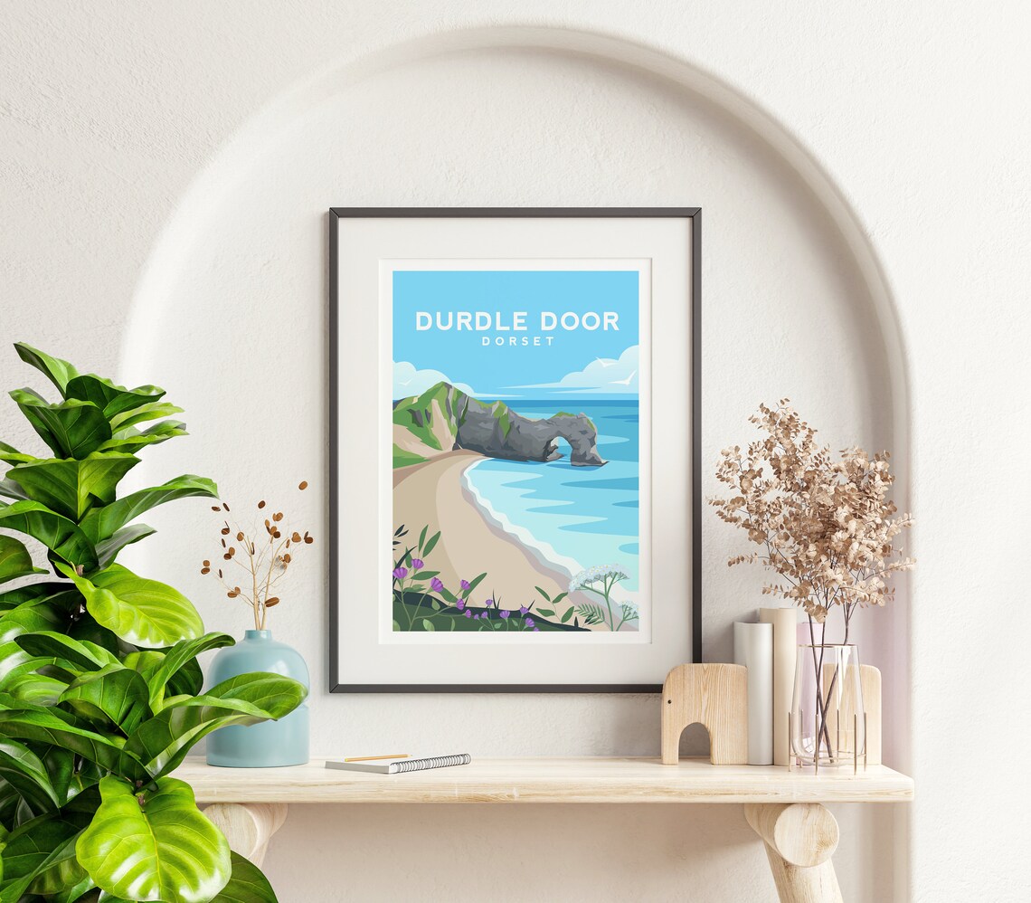 Durdle Door Beach Illustration Travel Poster - Image 2