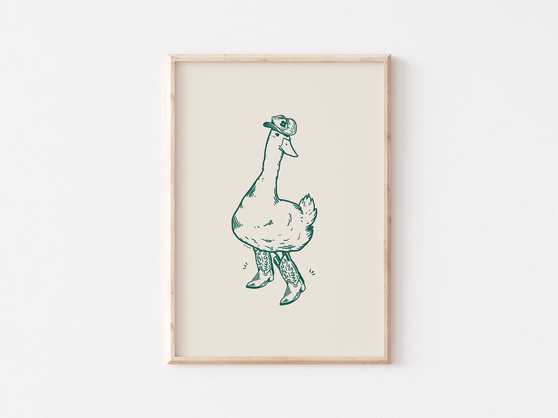Western Duck Green Retro Art Print, Vintage Decor - Image 4