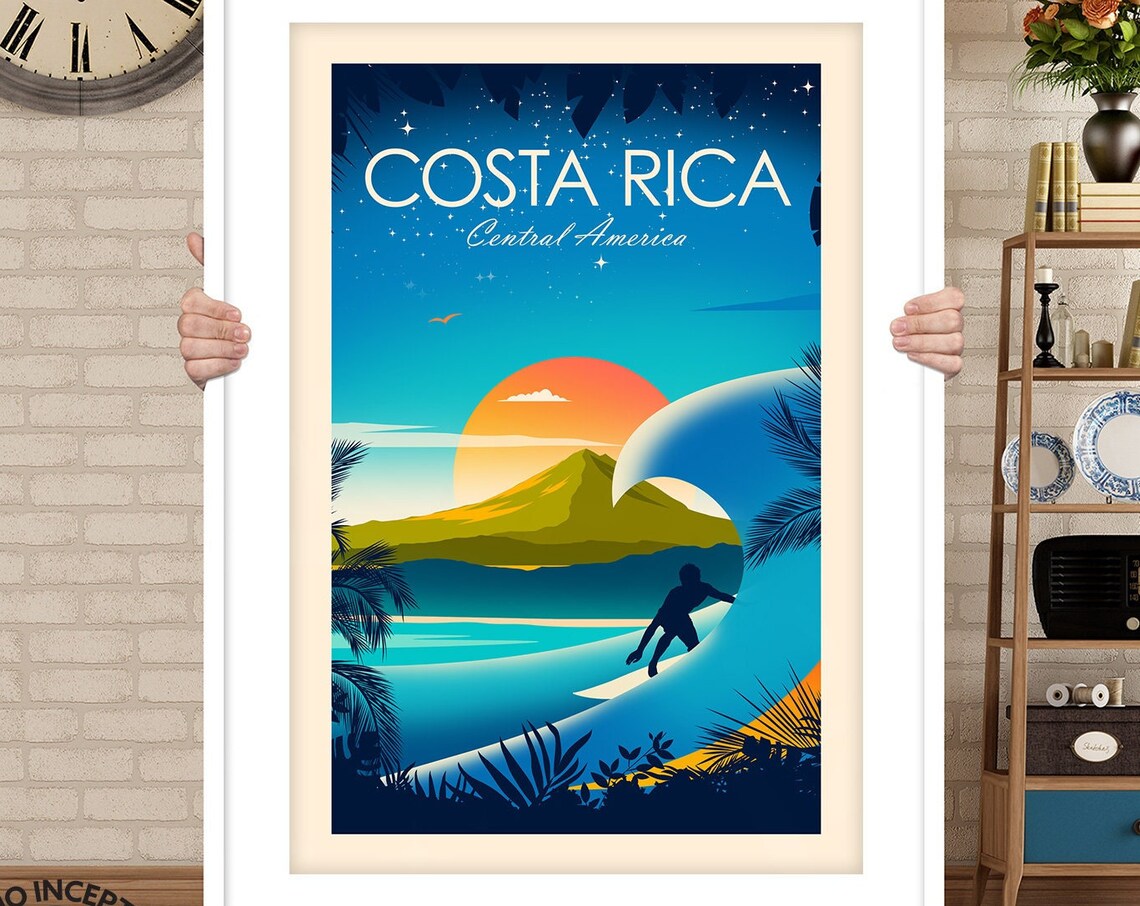 Costa Rica Surfing Travel Poster Art Print - Image 3