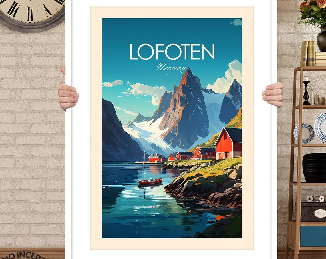 Lofoten Traditional Norway Travel Poster, Scandinavian - Image 3