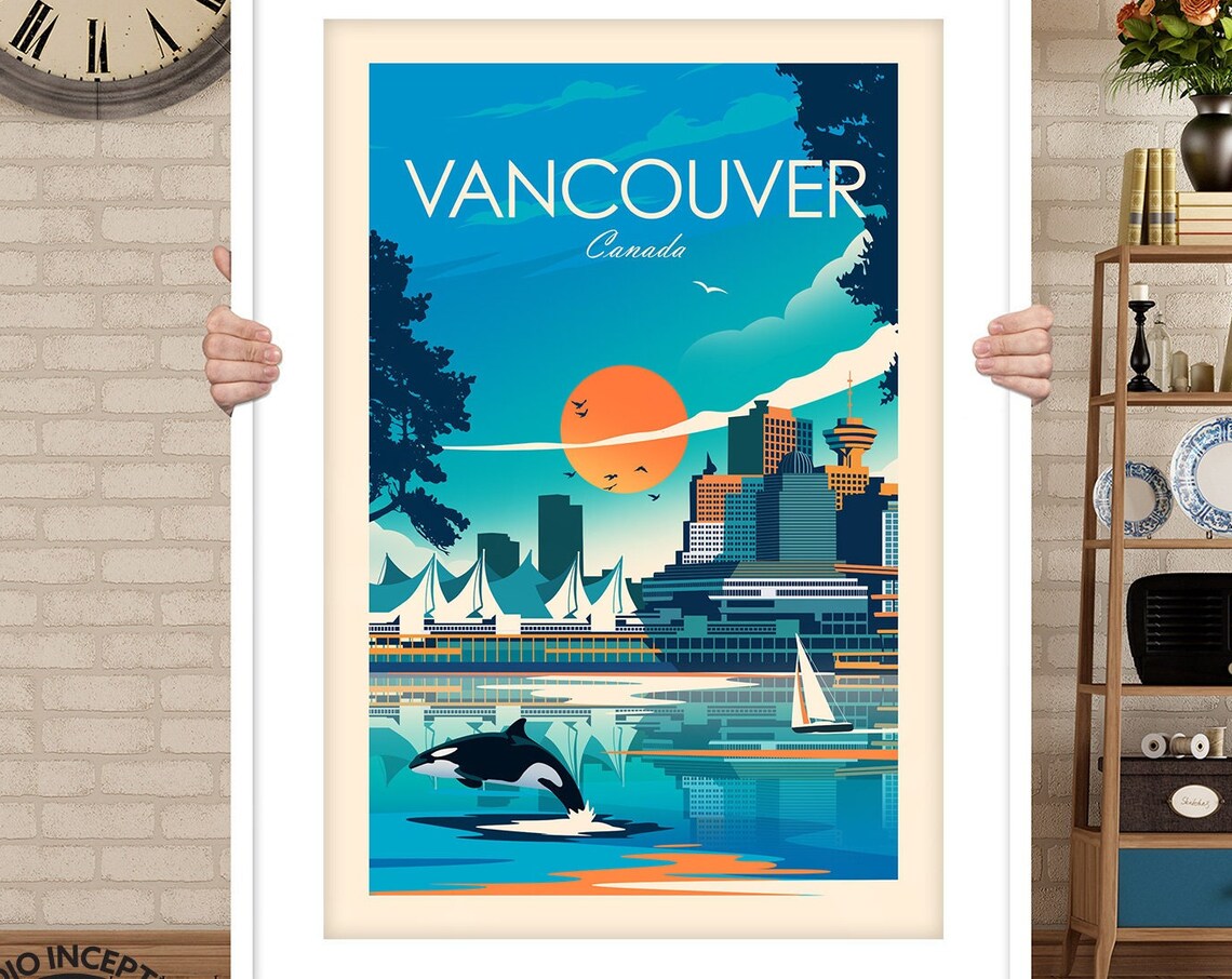 Vancouver British Columbia Travel Poster, Skyline View - Image 3