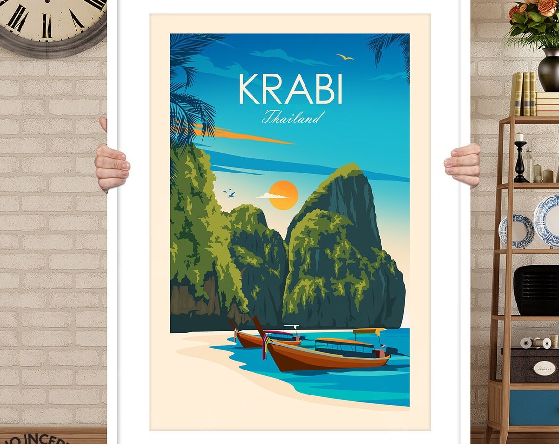 Krabi Travel Poster, Thailand Wall Art Print - Image 3