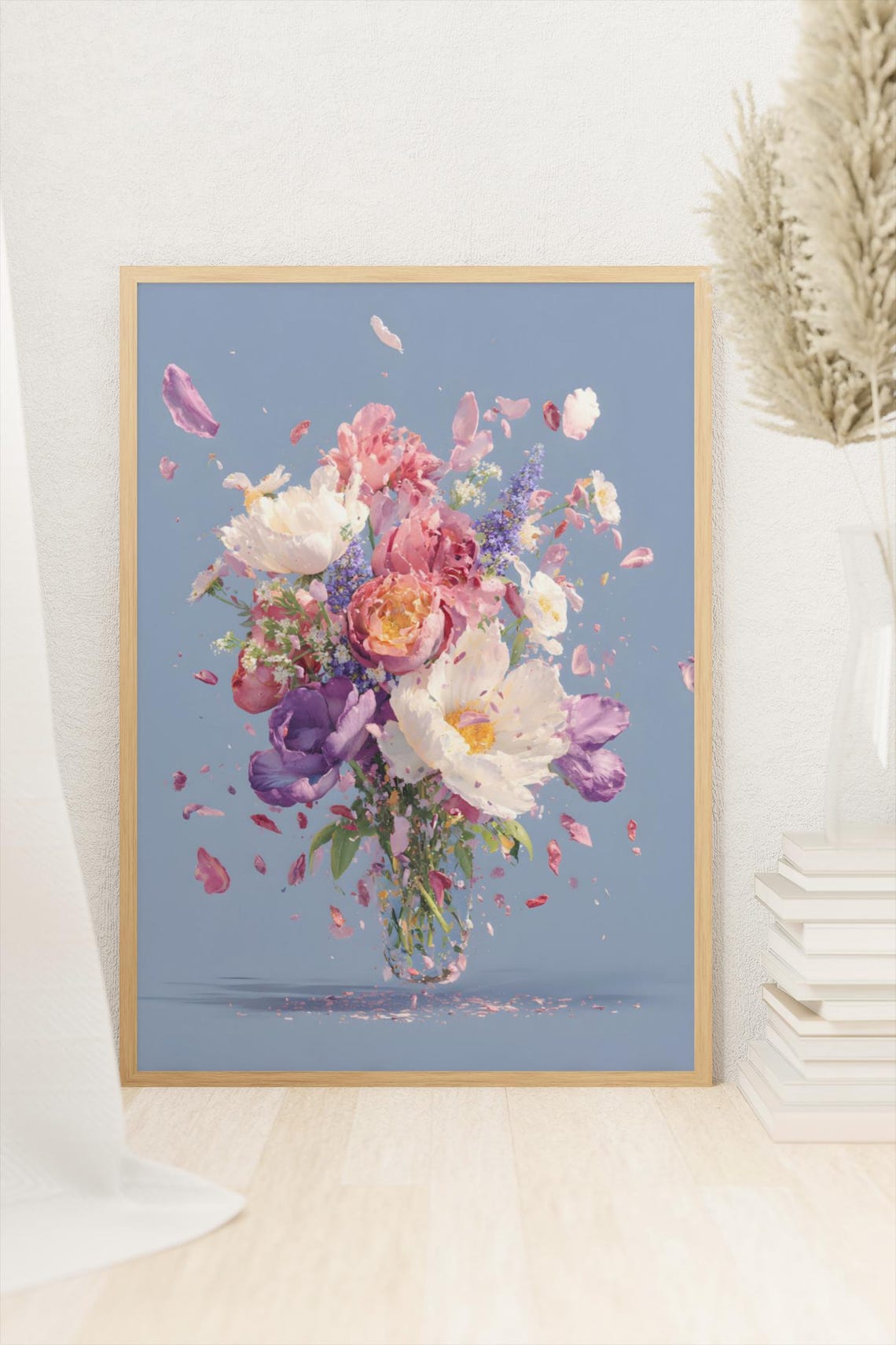 Exploding Peony Flower Bouquet Modern Botanical Floral Poster