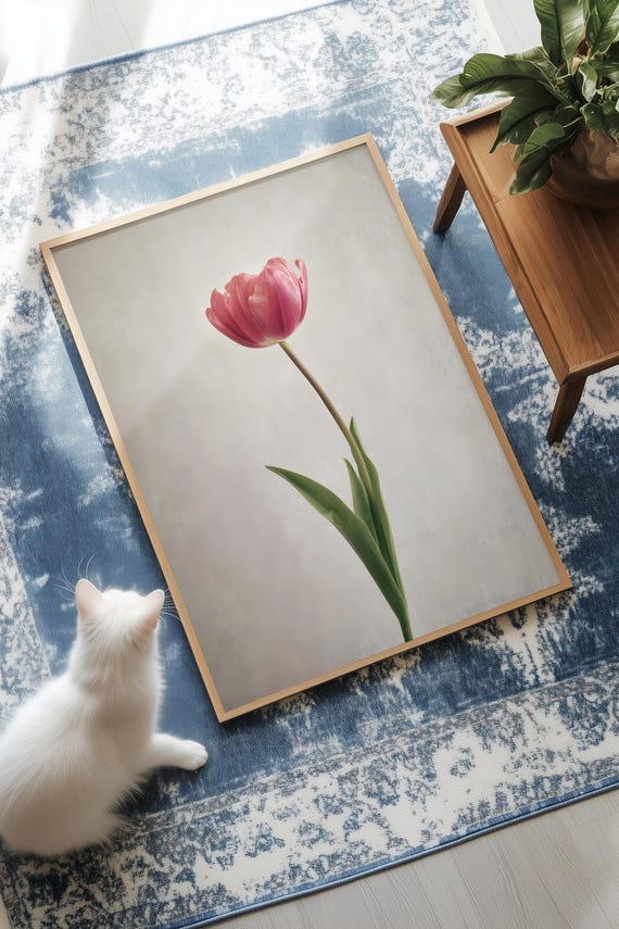 Minimalist Tulip Botanical Print Single Stem Line Art