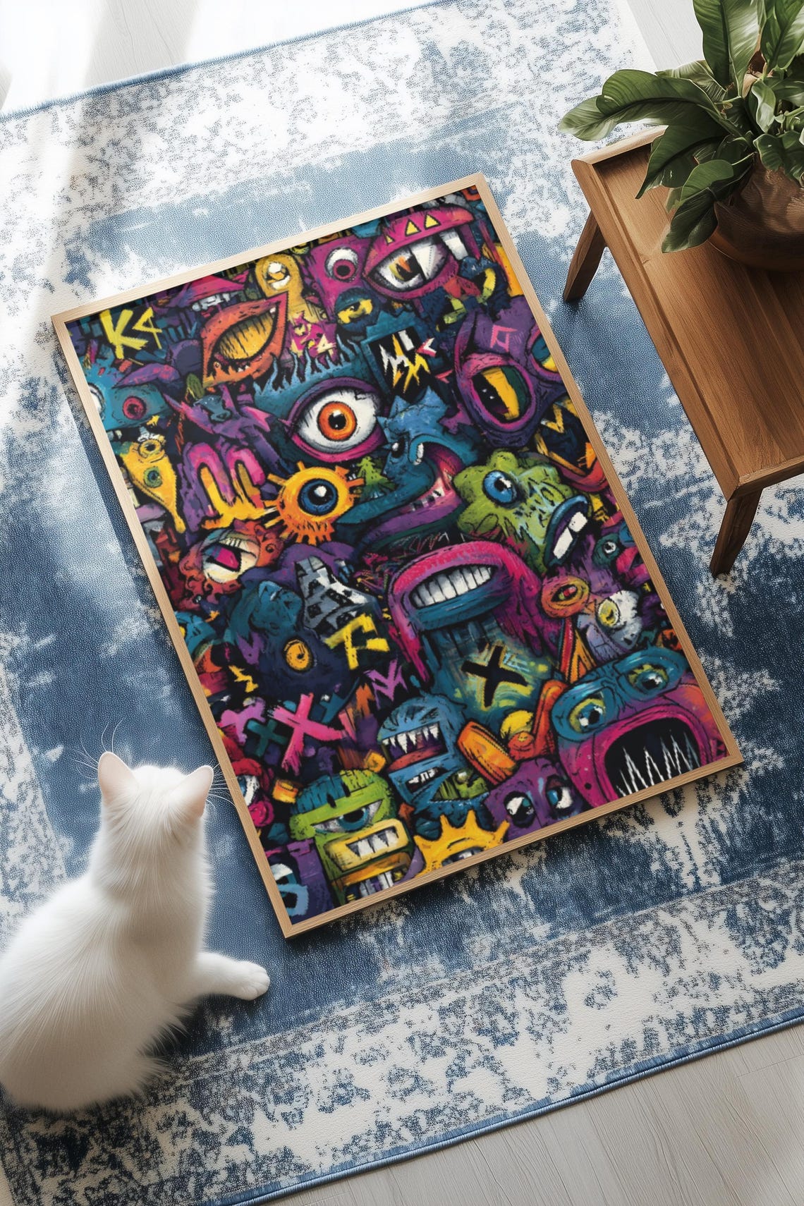 Maximalist Graffiti Monster Doodle Mural Vibrant Street Art Poster