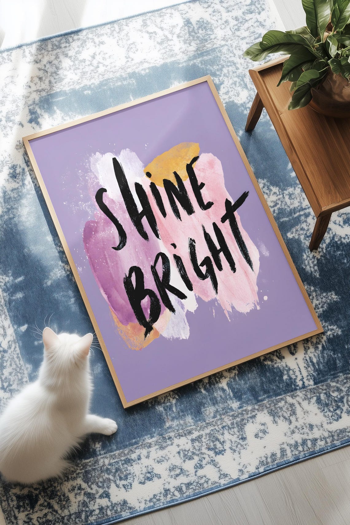 Shine Bright Pastel Lavender Quote Poster for Dreamy Home Office Decor