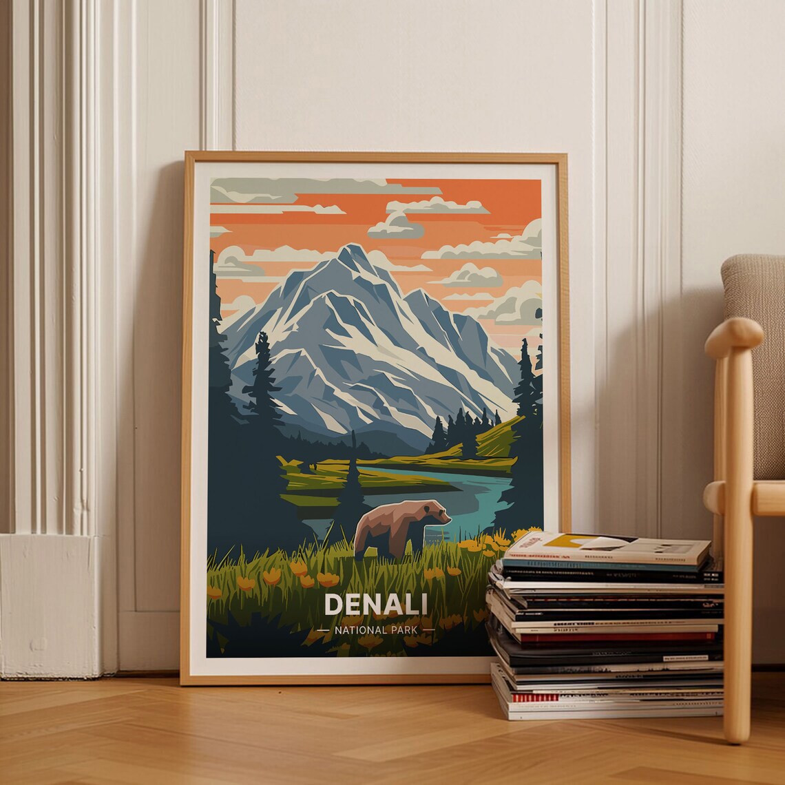 Denali National Park Bear Landscape Poster