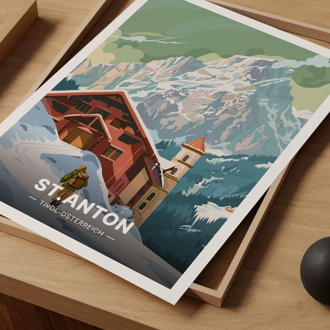 St Anton Austria Tirol Snowy Chalet Alpine Peak Winter Poster - Image 3