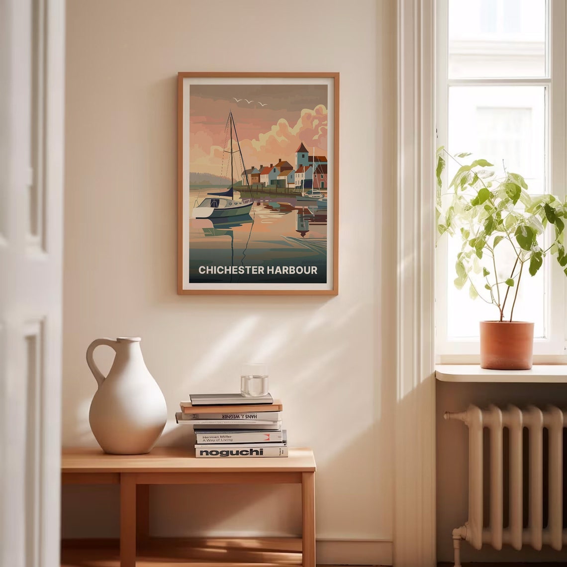 Chichester Harbour Sunset Sailboats Village Scene Art Poster - Image 4