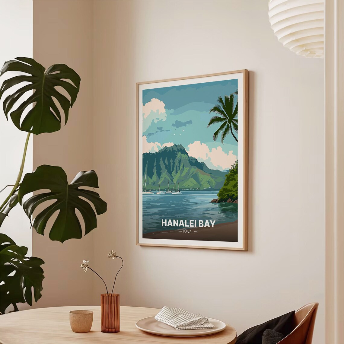 Hanalei Bay Kauai Travel Poster, Hawaiian Island Art - Image 2