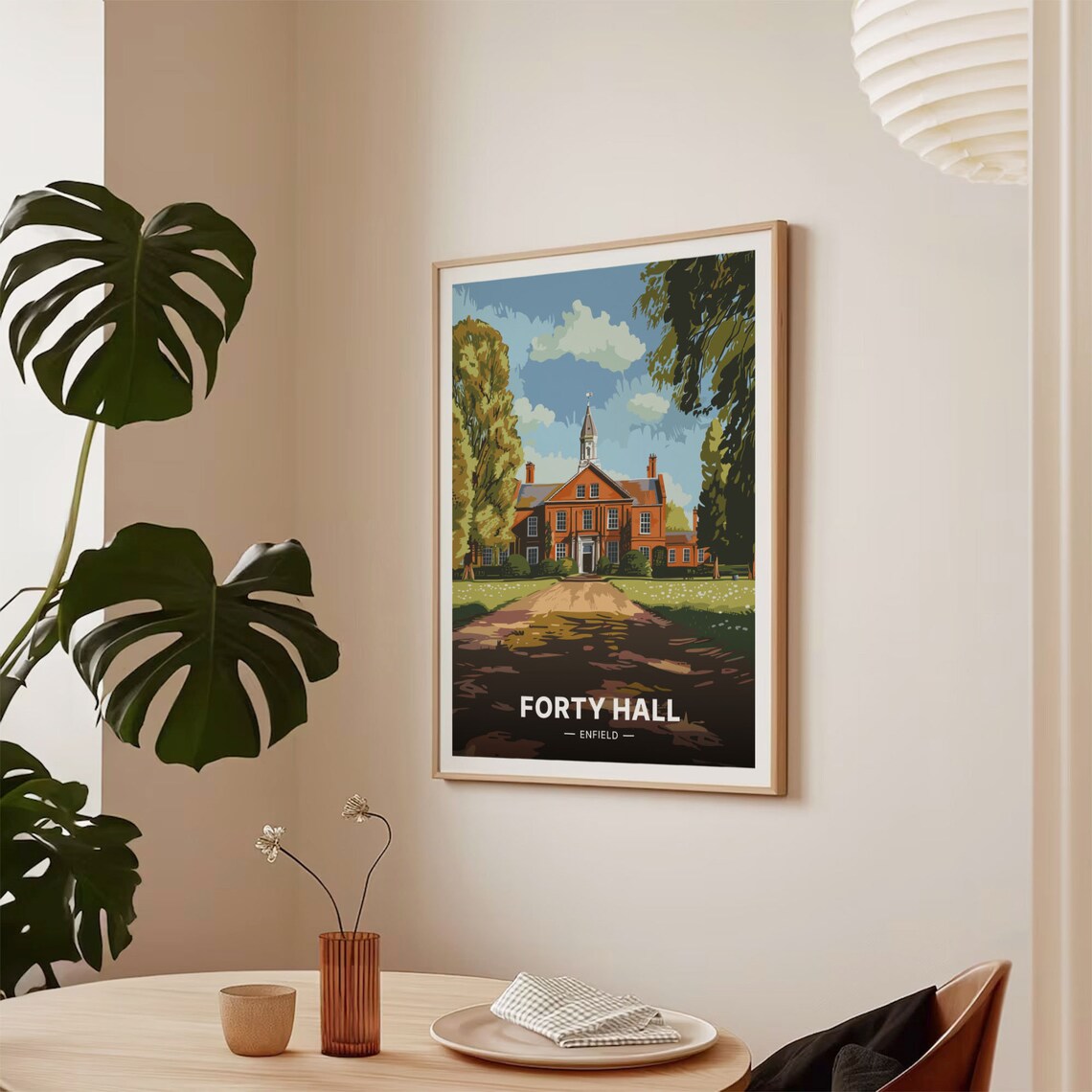 Forty Hall Enfield Red Brick Manor House Vintage London Poster - Image 2