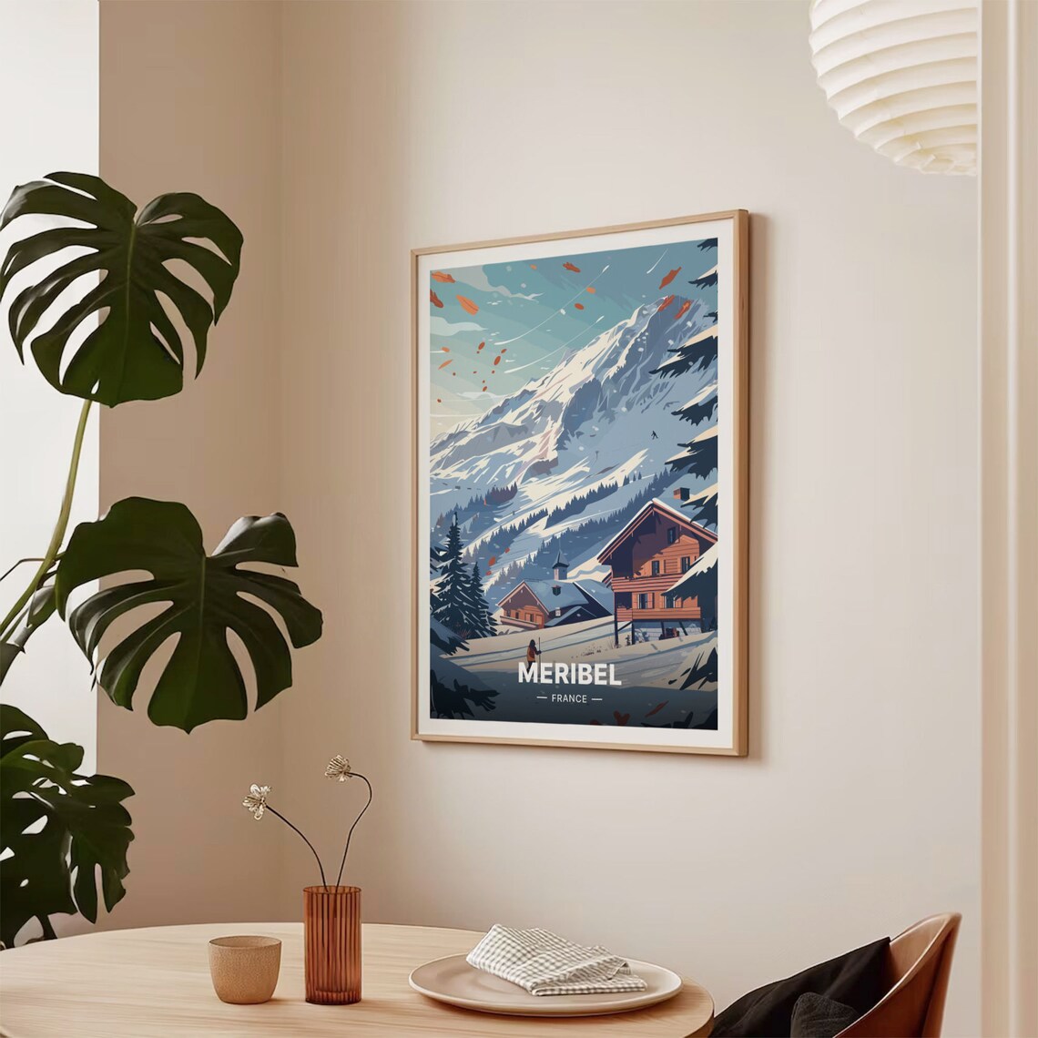 Meribel France Alpine Ski Resort Chalets Winter Snow Art Poster - Image 2