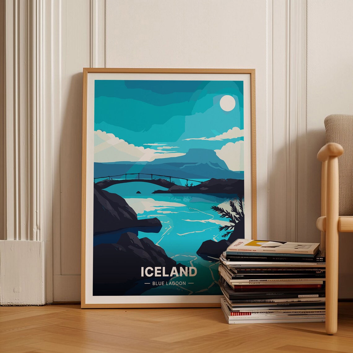 Iceland Blue Lagoon Teal Geothermal Waters Scenic Travel Poster