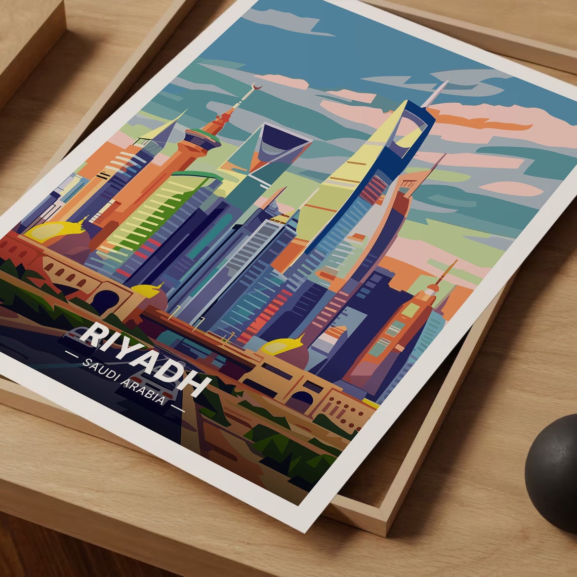 Riyadh Saudi Arabia Poster Modern Skyline Kingdom Tower View Art - Image 3
