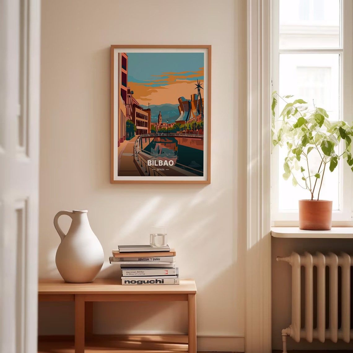 Bilbao Spain Riverside Titanium Museum Golden Sunset Travel Poster - Image 4
