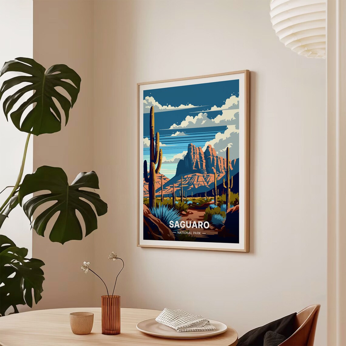 Saguaro National Park Arizona Desert Cactus Red Rock Vintage Travel Poster - Image 2