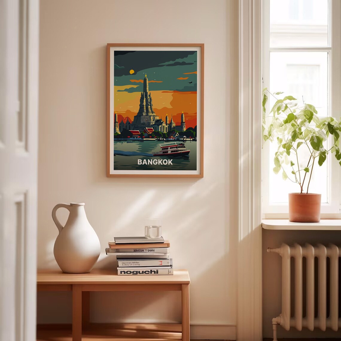 Bangkok Thailand Wat Arun Temple Sunset River Vintage Travel Poster - Image 4