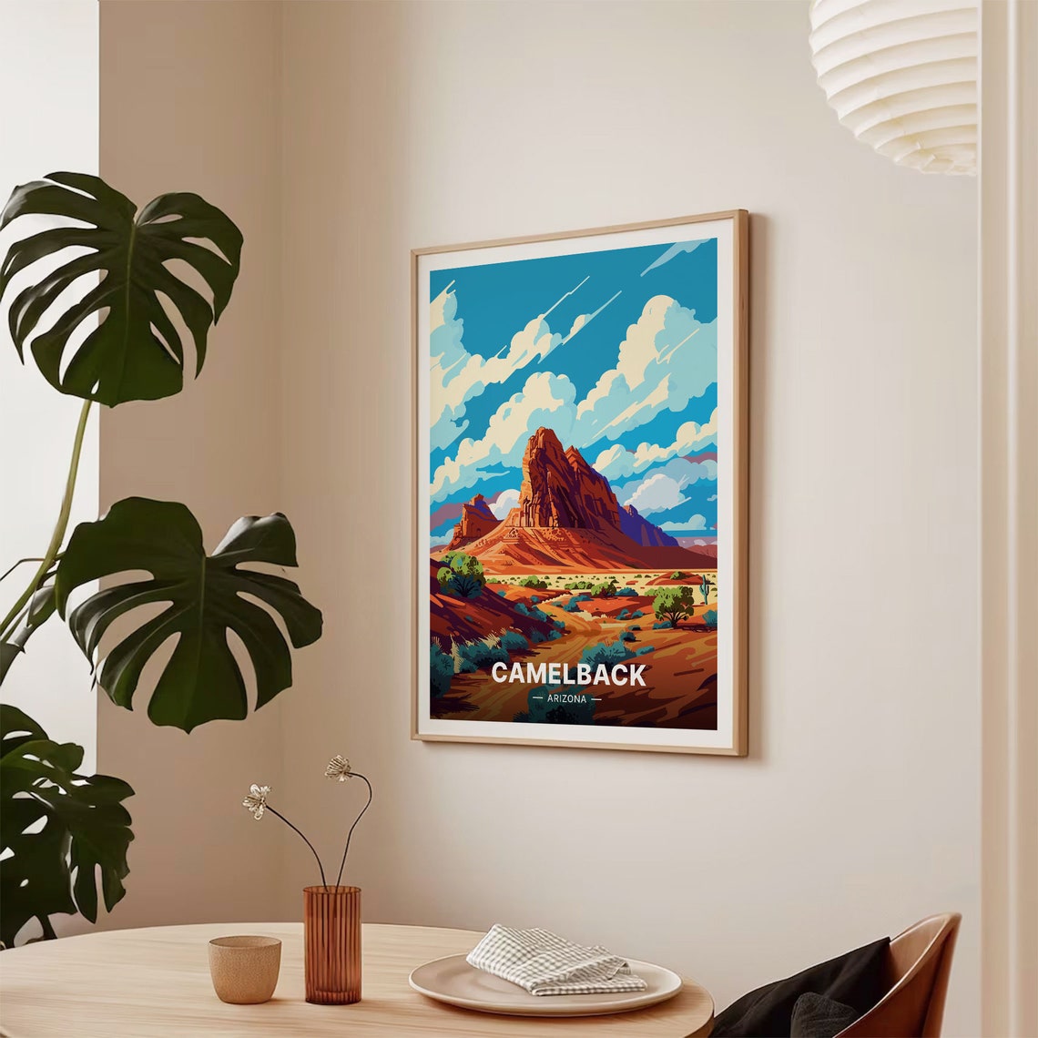 Camelback Arizona Red Desert Mountain Retro Landscape Poster - Image 2