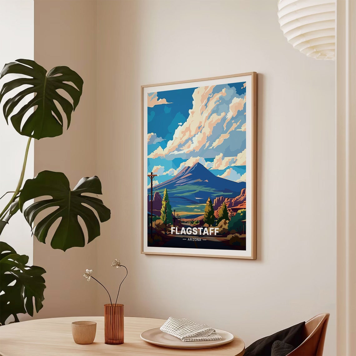 Flagstaff Arizona Mountain Peak Pine Forest Main Street Travel Poster - Image 2