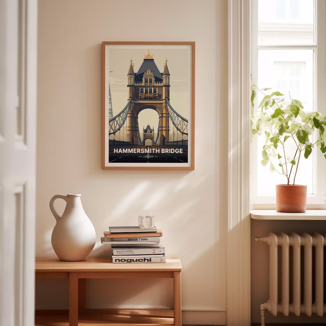 London Skyline Travel Poster, River Thames Scene - Image 4