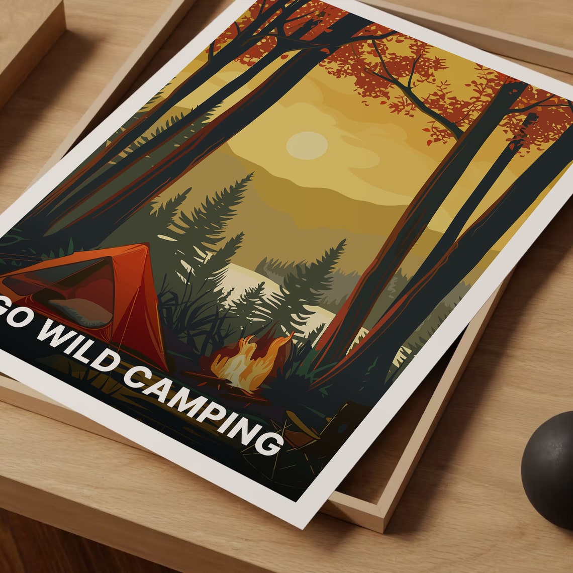 Go Wild Camping Tent Campfire Forest Sunset Outdoor Adventure Poster - Image 3
