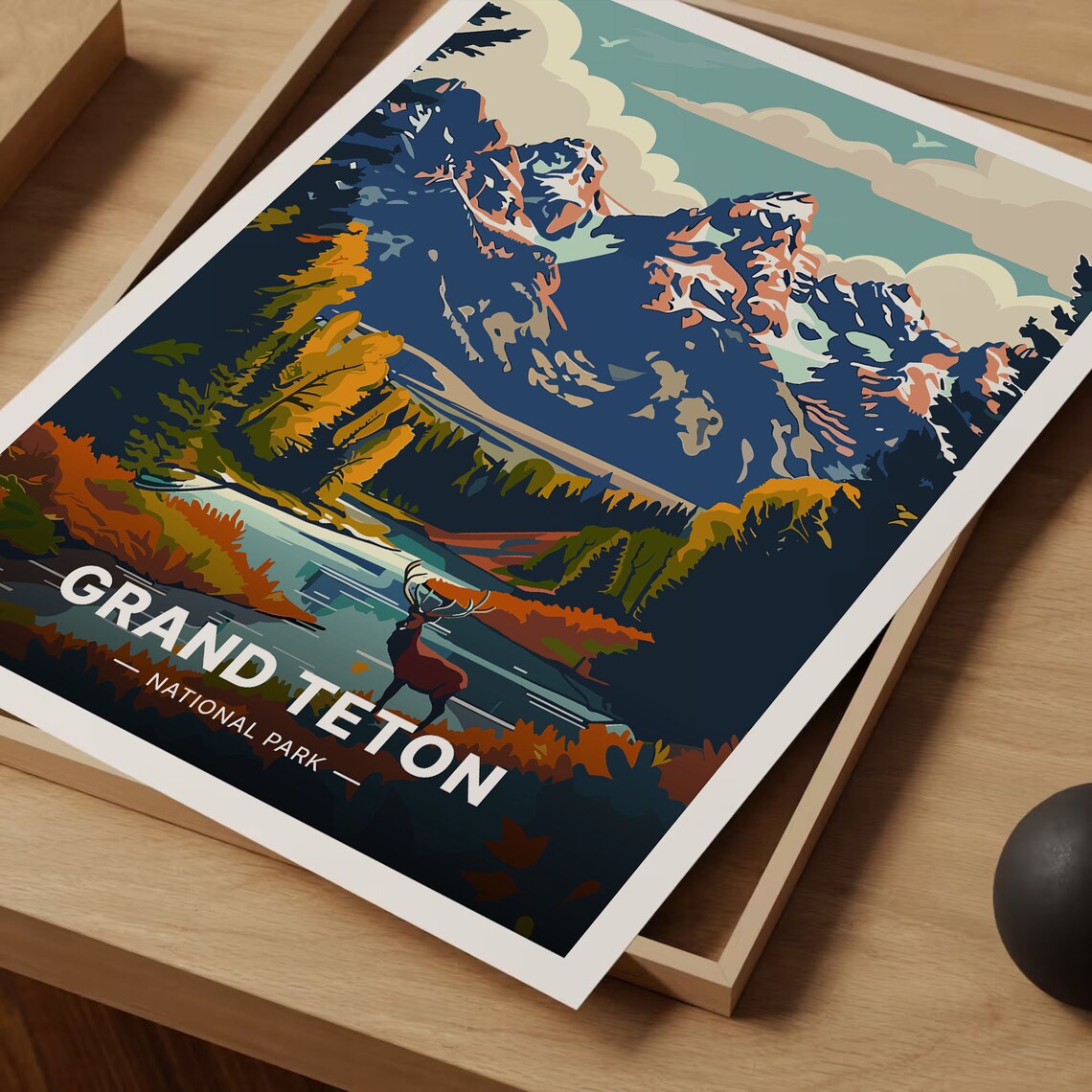 Grand Teton National Park Travel Poster, Scenic Art - Image 3