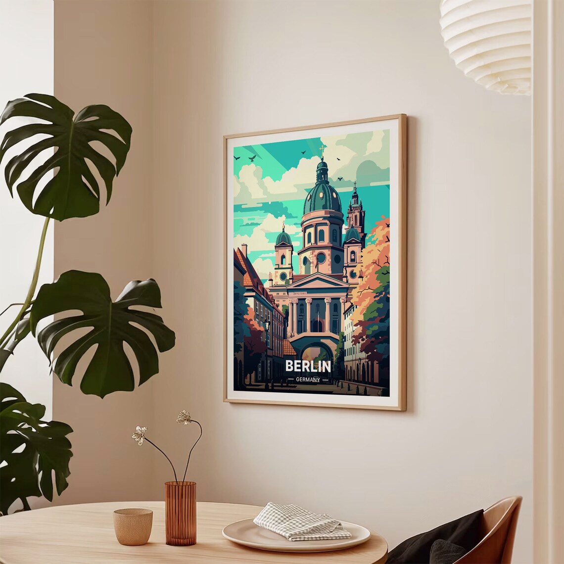 Berlin Germany Cathedral Autumn Street Vintage City Travel Poster - Image 2